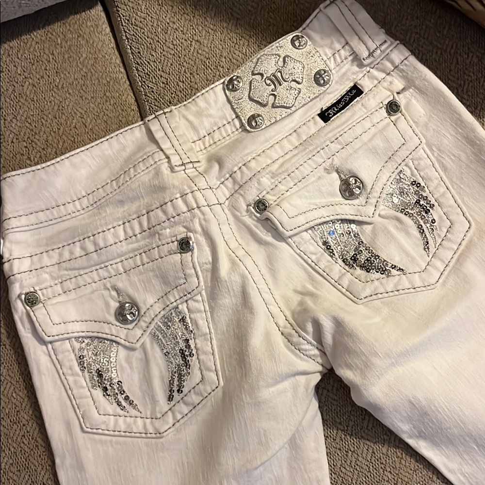 Miss Me White Jeans with Silver Details